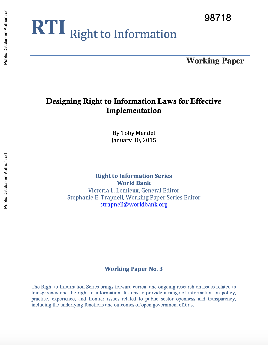 Designing Right To Information Laws For Effective Implementation